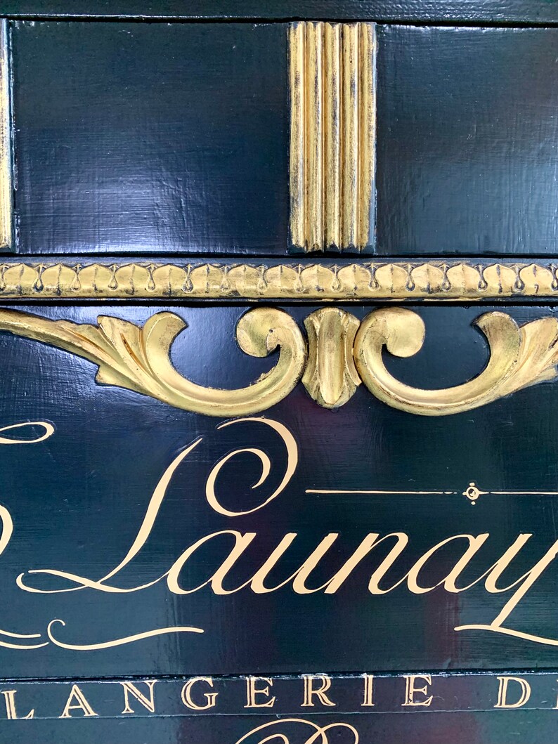 Black Gentleman's Dresser / Tall Dresser / Black & Gold Etsy