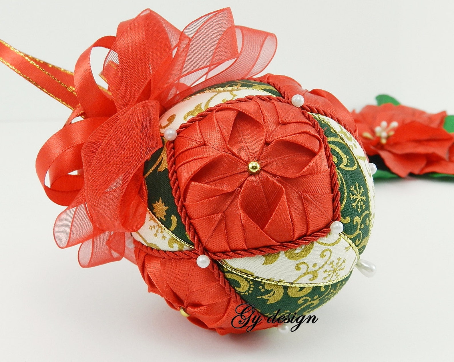 Poinsettia With Star Christmas Tree Ornaments Xmas Kimekomi - Etsy Canada