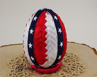 Patriotic Easter egg decoration american patriotic flag patriotic decorations quilted egg no sew ornament tabel top Easter egg kimekomi egg