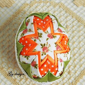 Tutorial DIY quilted eggs star egg pdf tutorial no sew quilted egg step by step instructions Easter eggs folded fabric pattern decorations image 8