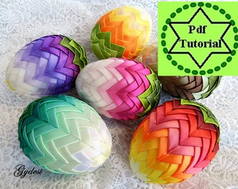 Tutorial DIY quilted eggs Easter eggs pdf tutorial no sew quilted egg step by step instructions Easter egg pattern  Easter decorations