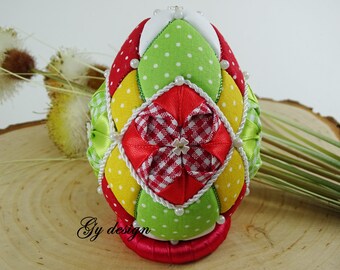 Colorful Easter egg decoration quilted ornaments Easter decorations ornament egg tabletop egg quilt Easter eggs decorated egg fabric egg