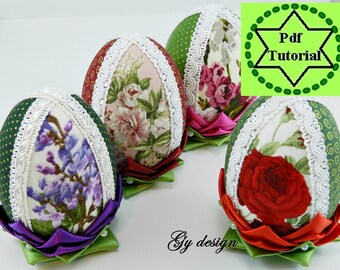 Tutorial DIY quilted eggs kimekomi eggs pdf tutorial no sew quilted egg pattern step by step instructions shabby chic egg Easter decorations