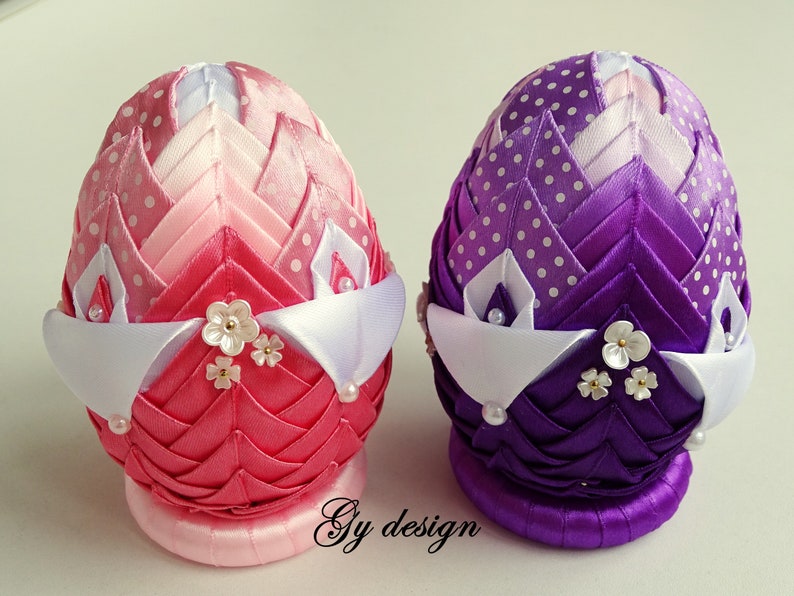 Pink Easter Egg Decoration Quilted Lace Ornaments Easter Decorations Ornament Egg Tabletop Egg