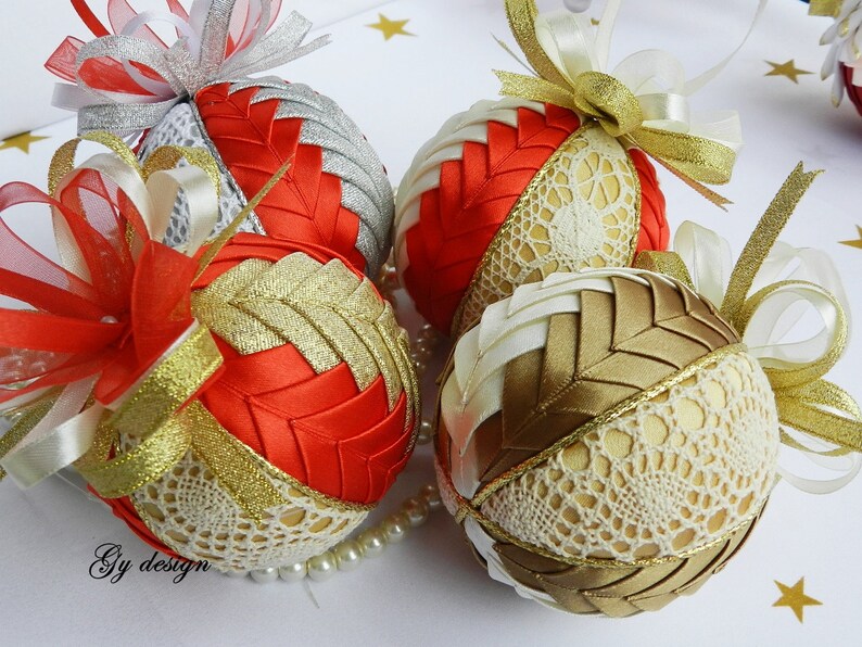 Lovely Lace Ornament Quilted Ornaments Xmas Baubles Christmas Baubles