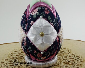 Easter egg decoration quilted lace ornaments kimekomi Easter decorations ornament egg tabletop egg quilt Easter eggs decorated fabric egg