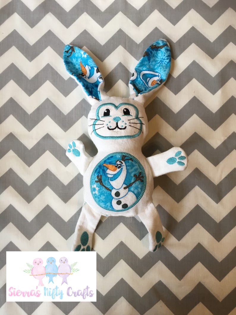 Happy Snowman Stuffed Bunny-Flannel