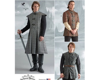 Simplicity 9593 / S9593 / R11856 Mens Medieval Costume Sewing Pattern - Size 38 40 42 44 or 46 48 50 52 Coat, Jacket, Vest - NEW UNCUT F/F