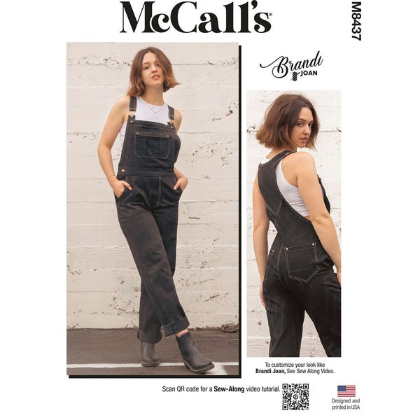 McCalls 8437 / M8437 / R11951 Sewing Pattern for Womens Bib Overalls w/Buckles - Size 6 8 10 12 14 or 16 18 20 22 24 - NEW Uncut F/F