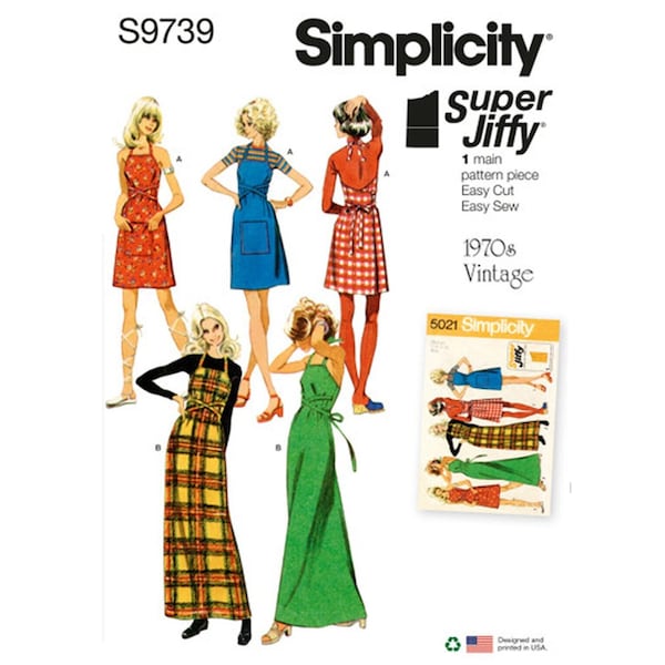 Simplicity 9739 / S9739 Super Jiffy Wrap Dress Sewing Pattern for Women - Size XS S M L XL (4-22) Back Wrap Dress & Jumper - NEW Uncut F/F