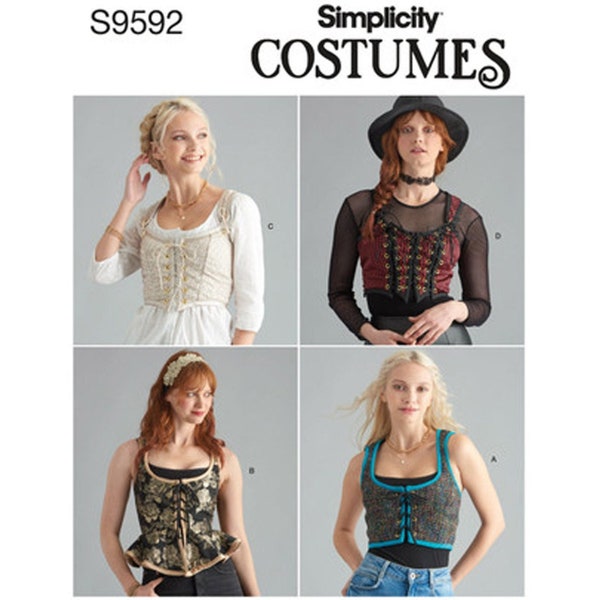 Simplicity 9592 / S9592 Sewing Pattern for Womens Corsets - Size 6 8 10 12 or 14 16 18 20 with Lacing and Peplums - New UNCUT F/F