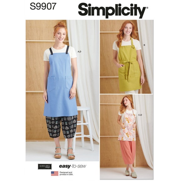 Simplicity 9907 / S9907 / R12034 Easy Sewing Pattern for Womens Aprons and Pants - Size XS S M L XL XXL (4-26) - New Uncut F/F