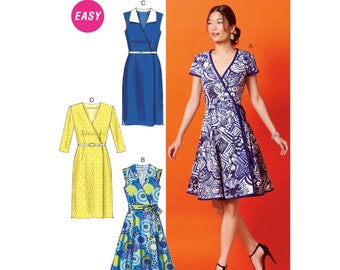 McCalls 6959 / M6959 Easy Sewing Pattern for Womens Wrap Dress - Size 6 8 10 12 14 or 14 16 18 20 22 - NEW UNCUT F/F