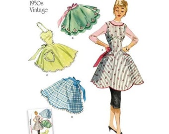 Simplicity 9311 / S9311 Retro 1950s Sewing Pattern for Womens Aprons - Size S M L (10-20) All Sizes Full & Half Aprons - NEW UNCUT F/F