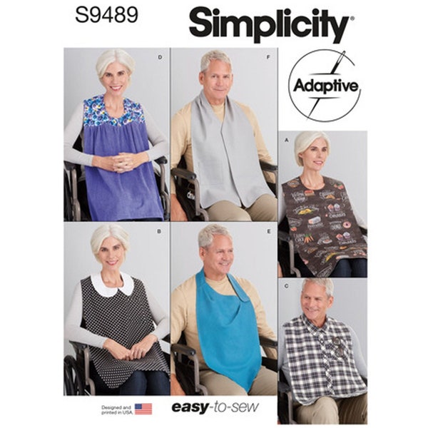 Simplicity 9489 / S9489 Very Easy Sewing Pattern for Men and Womens Clothing Protectors, Adaptive Adult Bibs - One Size - NEW UNCUT F/F