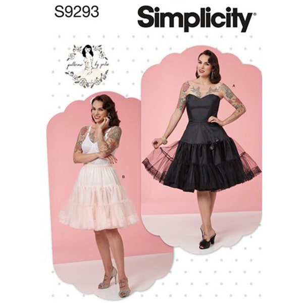 Simplicity 9293 / S9293 Sewing Pattern for Womens Lingerie - Size 6 8 10 12 14 or 14 16 18 20 22 Petticoat, Boned Bodice Slip -NEW UNCUT F/F