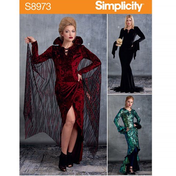 Costume Sewing Patterns for Womens Dress, Cape and Leggings - Simplicity S8973 - Size 6 8 10 12 14 or 14 16 18 20 22 - NEW UNCUT F/F