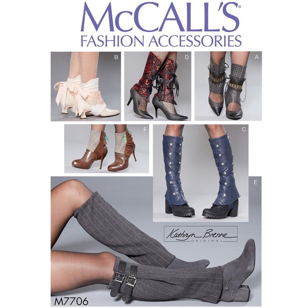 McCalls 7706 / M7706 Sewing Pattern for Womens Costume Accessories - Boot Covers, Steampunk Ankle to Knee Fantasy Spats - NEW UNCUT F/F