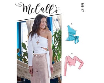 McCalls 8117 Sewing Pattern for Womens Crop Tops - Size XS S M (4-14) or L XL XXL (16-26) with Peplum and Sleeve Options - New Uncut F/F