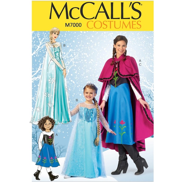 McCalls 7000 / M7000 Sewing Pattern for Women & Kids Princess Costume - Size Kids 3-14 or Adult S M L XL (8-22) - NEW UNCUT F/F