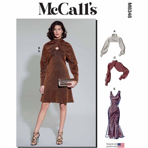 McCalls 8348 / M8348 Schnittmuster für Damen Strick Kleid und Shrug - Size 6 8 10 12 14 Ärmelloses Kleid - New UNCUT F/F