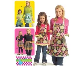 McCalls 5720 / M5720 Sewing Pattern for Mommy and Me Aprons - Adult (S M L XL) + Kids (3 4 5 6 7 8) Full and Half Aprons - NEW UNCUT F/F