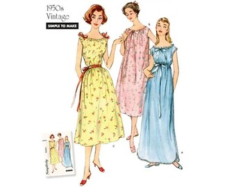 Sewing Patterns for Womens Nightgowns Classic Retro 50s Sleeveless Nightgown - Simplicity 8799 Size XS S M L XL (6 - 24) - NEW Uncut F/F