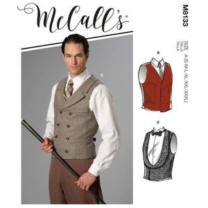 McCalls 8133 / M8133 Men's Vests Sewing Pattern - Size S M L XL 2X 3X (Chest 34"-56") All Sizes -  The Perfect Suit Vest - NEW UNCUT F/F