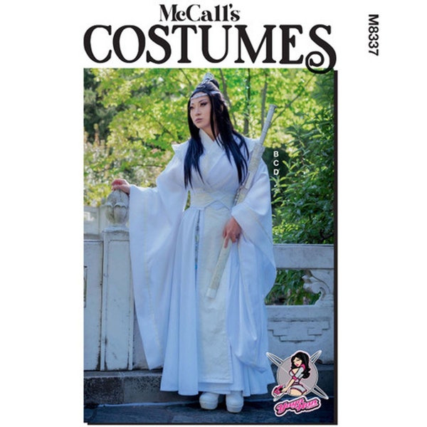 McCalls 8337 / M8337 Womens Hanfu Costume Sewing Pattern, Robe, Vest, Belt - Size 6 8 10 12 14 or 14 16 18 20 22 - New UNCUT F/F