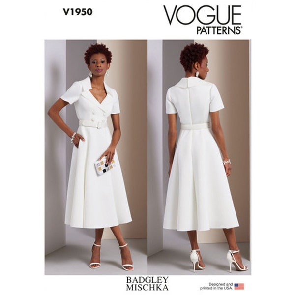 Vogue 1950 / V1950 Sewing Pattern for Womens Dress - Size 6 8 10 12 14 Badgley Mischka Fit and Flare Dress - NEW UNCUT F/F