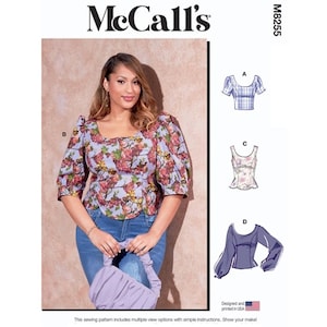 McCalls 8255 / M8255 Sewing Pattern for Womens Tops - Size 8 10 12 14 16 - NEW Uncut F/F