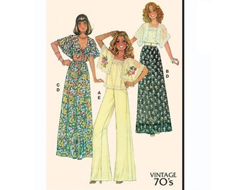 McCalls 8257 / M8257 Retro 1976 Sewing Pattern for Women - Size XS S M or L XL XXL - Crop Top, Maxi Skirt and Pants - New Uncut F/F
