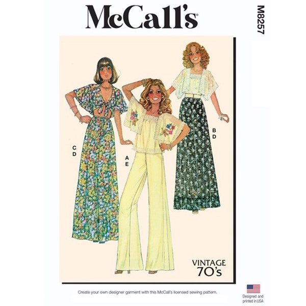 McCalls 8257 / M8257 Retro 1976 Sewing Pattern for Women - Size XS S M or L XL XXL - Crop Top, Maxi Skirt and Pants - New Uncut F/F