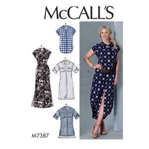 McCalls 7387 / M7387 Sewing Pattern for Womens Dress - Size XS S M or L XL XXL Top, Tunic, Shirtdress & Belt - New Uncut F/F