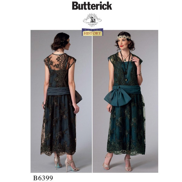Butterick 6399 / B6399 Historical 1920s Sewing Pattern for Womens Flapper Dress - Size 6 8 10 12 14 or 14 16 18 20 22 - NEW UNCUT F/F
