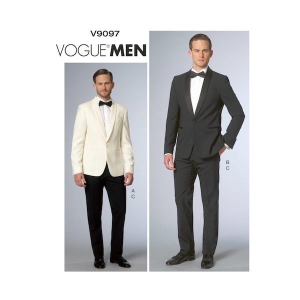 Vogue 9097 Sewing Pattern for Mens Tuxedo - Size 34 36 38 40 or 40 42 44 46 Formal Jacket and Pants - New UNCUT F/F