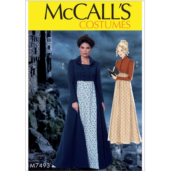 McCalls 7493 / M7493 Sewing Pattern for Womens Regency Style Costume - Size 6 8 10 12 14 or 14 16 18 20 22 - NEW UNCUT F/F