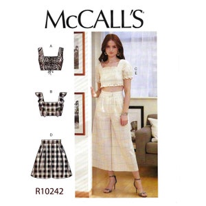 McCalls 7962 Sewing Pattern for Womens Crop Tops Gaucho Pants and Shorts - Size 4 6 8 10 12 or 12 14 16 18 20 - NEW UNCUT F/F