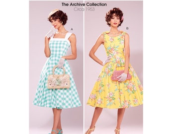 McCalls 7599 / M7599 - 1953 Archive Collection Sewing Pattern for Womens Dress - Size 6 8 10 12 14 or 14 16 18 20 22 - NEW UNCUT F/F