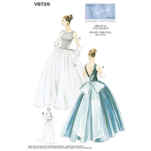 Vogue 8729 / V8729 Reissue 1956 Ball Gown Sewing Pattern for Women - Size 6 8 10 12 or 14 16 18 20 - Evening Gown, Wedding - NEW UNCUT F/F