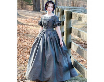 Patron de couture de robe historique McCalls 7988/M7988 des années 1840 pour femme - Taille 6 8 10 12 14 ou 14 16 18 20 22 Longueur au sol - NOUVEAU F/F non coupé