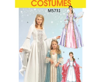 McCalls 5731 / M5731 Sewing Pattern for Women and Kids Princess Dress - Adult S M L XL (8-22) or Kids 3 4 5 6 7 8 - NEW UNCUT F/F