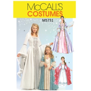 McCalls 5731 / M5731 Sewing Pattern for Women and Kids Princess Dress - Adult S M L XL (8-22) or Kids 3 4 5 6 7 8 - NEW UNCUT F/F