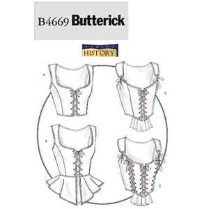 Butterick 4669 / B4669 Sewing Pattern for Womens Corsets - Size 6 8 10 12 or 14 16 18 20 Historical Corsets, Lacing, Peplums - New UNCUT F/F