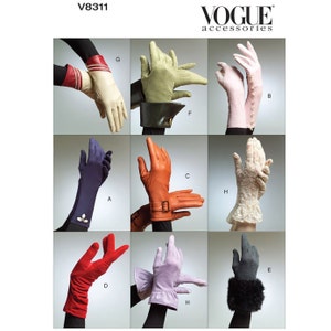 Vogue 8311 / V8311 Sewing Pattern for Womens Gloves - Size Small (7"), Med (8"), L (9") 8 Styles Unlined Gloves - NEW UNCUT F/F