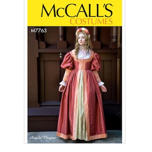 Costume Sewing Pattern for Womens Dress - McCalls M7763  Size 6 8 10 12 14 or 14 16 18 20 22 Lined Renaissance Dress & Skirt - NEW UNCUT F/F