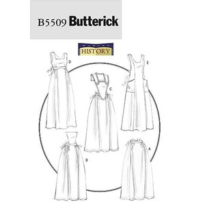 Butterick 5509 / B5509 Historical Bib and Half Aprons Sewing Pattern for Women - Size S M L (8 - 18) - NEW UNCUT F/F