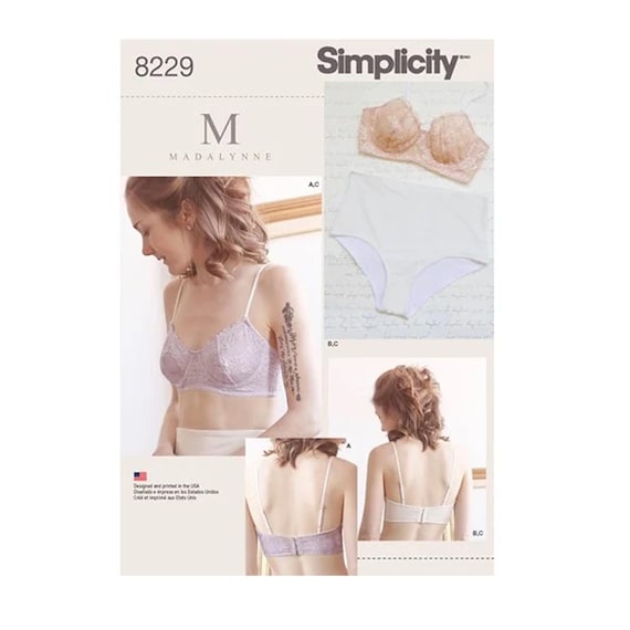 Sewing Patterns for Womens Underwire Bras & Panties by Madalynne Simplicity  8229 Bra Size 32A-42DD and Panties XS S M L XL New UNCUT F/F 