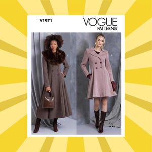 Easy Sewing Pattern for Womens Coats - Size 6-14 or 14-22 Lined, Double Breasted Coat in 3 Lengths - UNCUT F/F - Vogue 1971 V1971