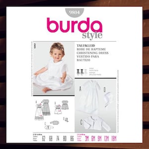 Sewing Pattern for Babies Christening Gown, Baptism Dress, Jacket & Bonnet - Size 3 6 9 12 18mo - UNCUT F/F - Burda 9804